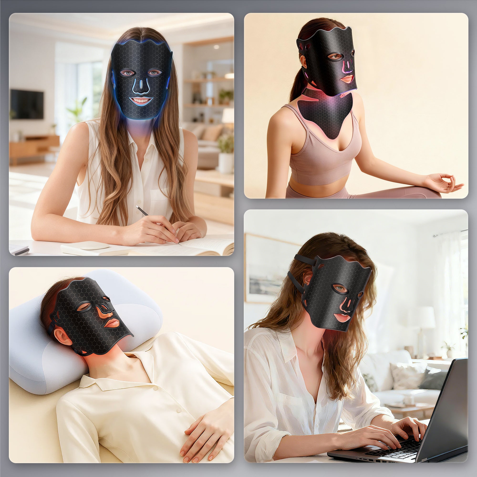 Red Light Photon for Face & Neck Mask, 7 Colors LED Face Mask Light, Portable Rechargeable Skincare Device for Radiant Glow, Skin Firming & Facial Rejuvenation at Home Working Travel Yoga