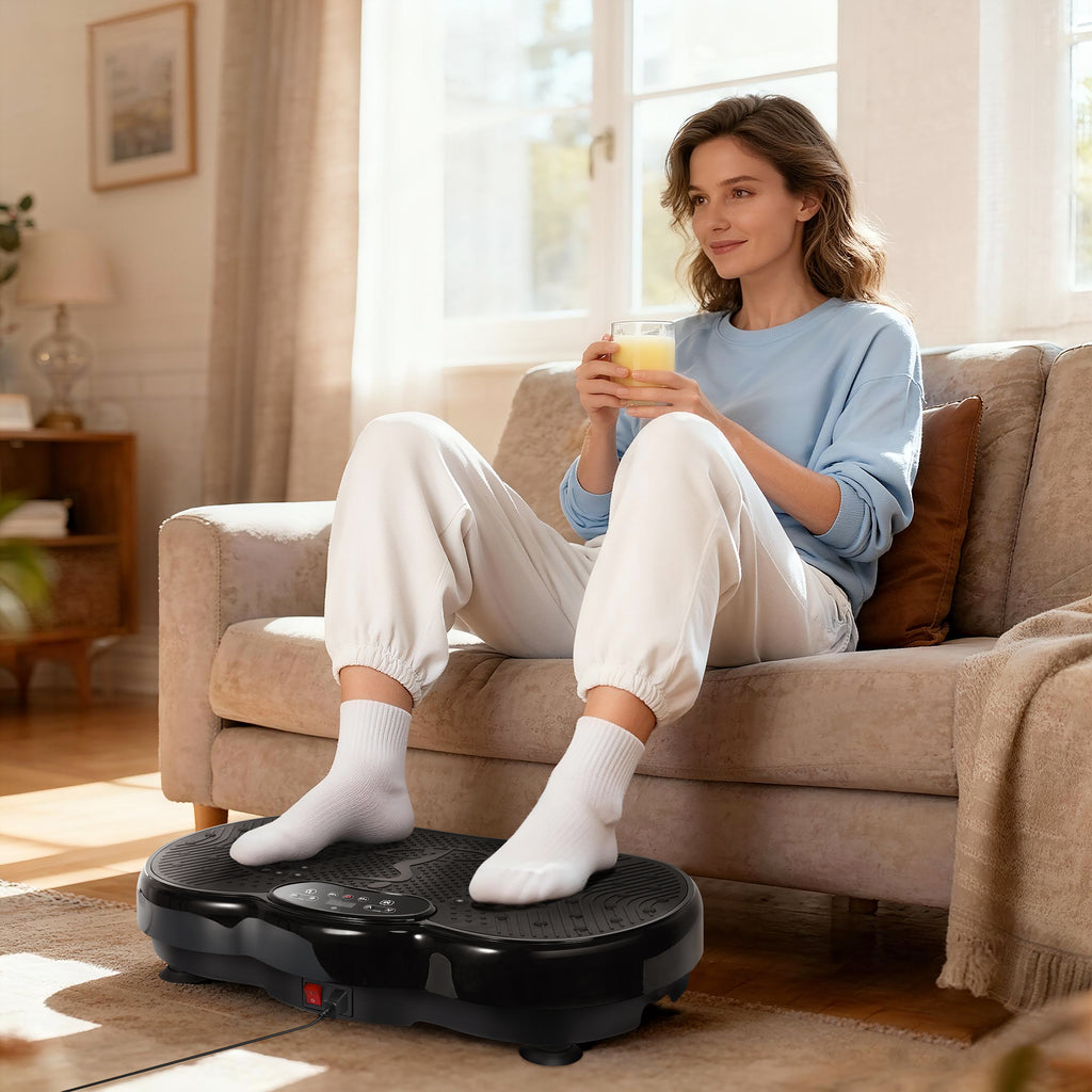 Vibration Plate Exercise Machine, Vibrating Plate for Lymphatic Drainage, 999 Adjustable Speeds Power Vibrate Stand Shake Board, 330 Lbs Capacity Whole Body Workout Equipment for Weight Loss, Shaping