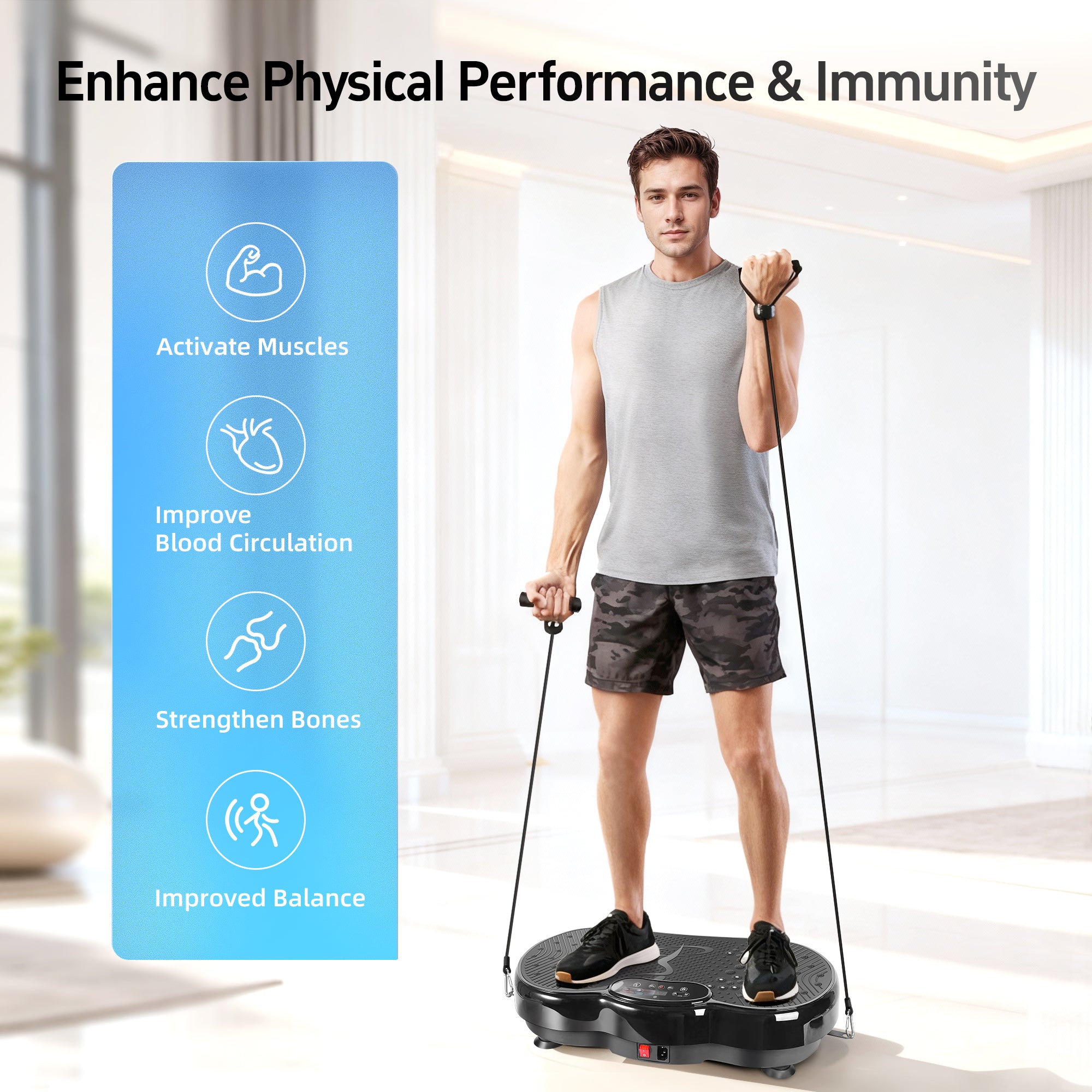 Vibration Plate Exercise Machine, Vibrating Plate for Lymphatic Drainage, 999 Adjustable Speeds Power Vibrate Stand Shake Board, 330 Lbs Capacity Whole Body Workout Equipment for Weight Loss, Shaping