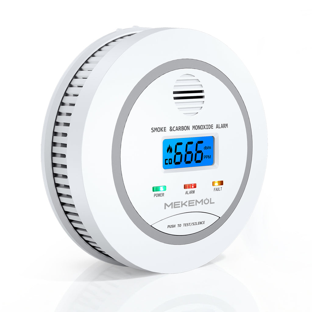 Carbon Monoxide Detectors, Battery Powered 2 in 1 Smoke & CO Alarm with LCD Digital Display, Smoke Carbon Monoxide Detector Combo, 85 dB Fire Alarm for Home Kitchen Office Travel Hotel - 1 pack-White